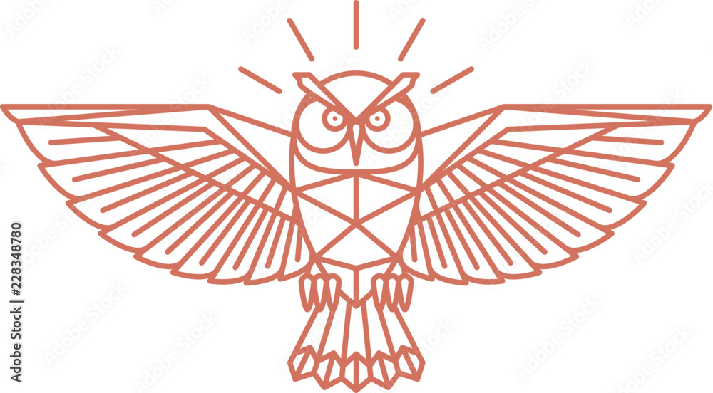 Fototapeta premium Geometryczna ilustracja wektorowa Sowa, projektowanie logo.