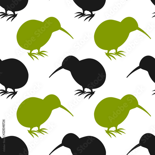 Kiwi bird seamless pattern. photo