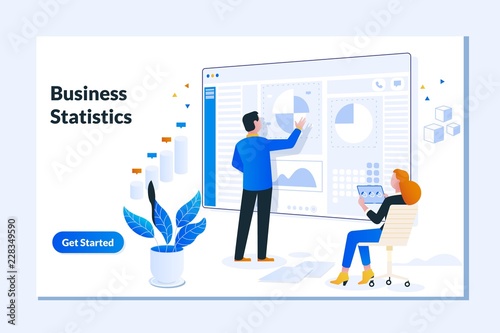 Landing page template of Financial administration concept. Balance financial value, management and administration
