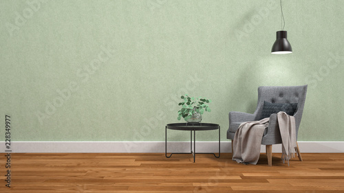 Display poster mockup on wall 3d rendering