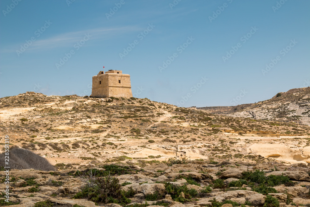 Dwejra tower at Gozo island, Malta