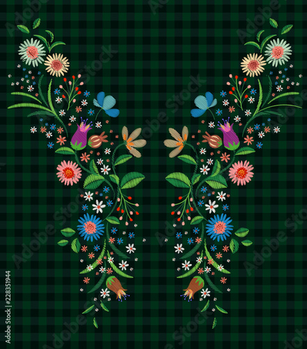 vector embroidery flowers