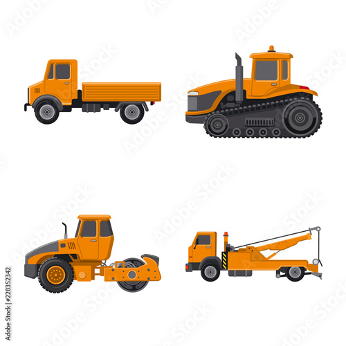 Vector illustration of build and construction sign. Set of build and machinery vector icon for stock.