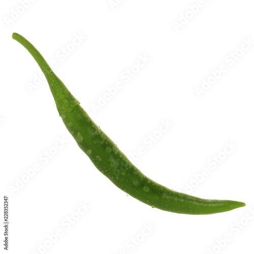 green hot chili pepper isolated on white background