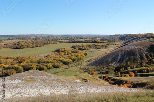 azure sky and autumn landscape with a great view