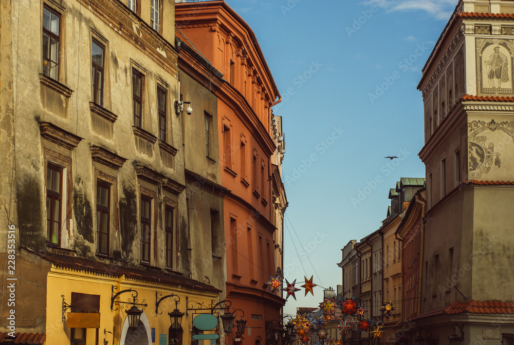 Street view in old center of Lublin, Poland