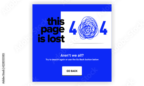 404 error page not found Template. Broken/Lost Website Page. Scribble 