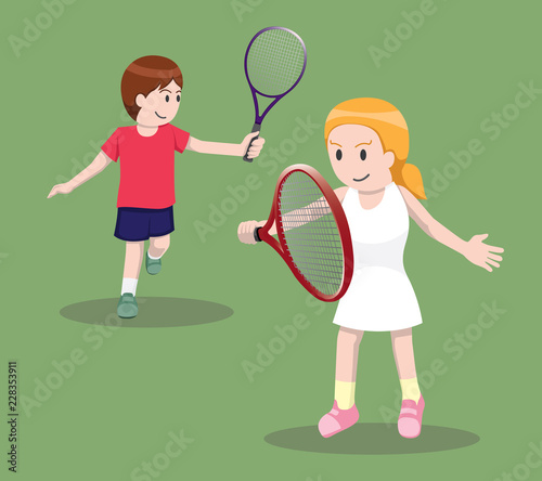 Tennis Pose Cartoon Vector Illustration 8