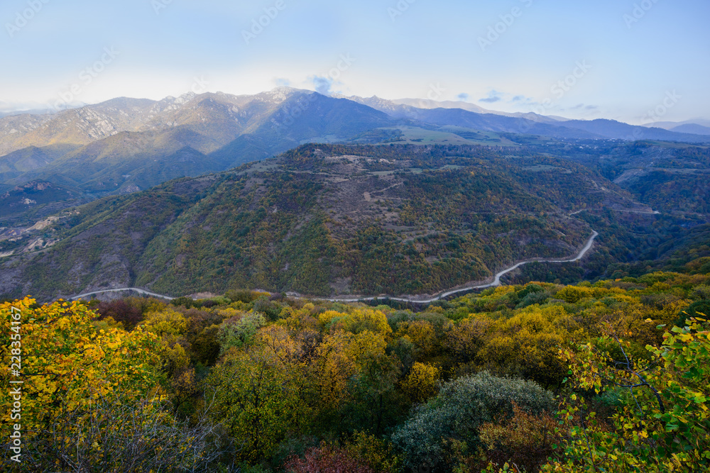 Majestic autumn landscape with mountains and forest, Armenia