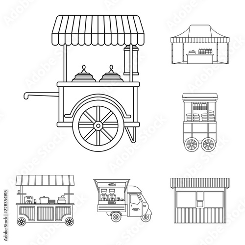 Vector design of market and exterior icon. Collection of market and food stock vector illustration.