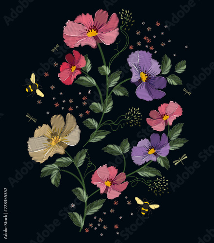 vector embroidery flowers