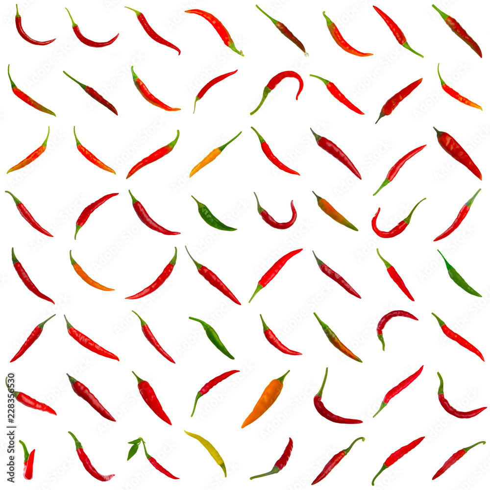 color chili peppers background on white color chili peppers background on white