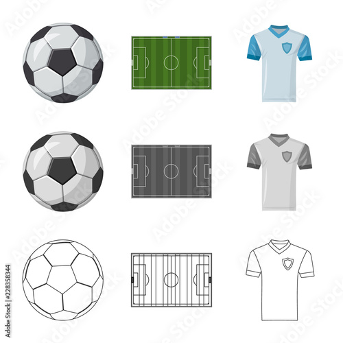 Isolated object of soccer and gear icon. Collection of soccer and tournament stock vector illustration.