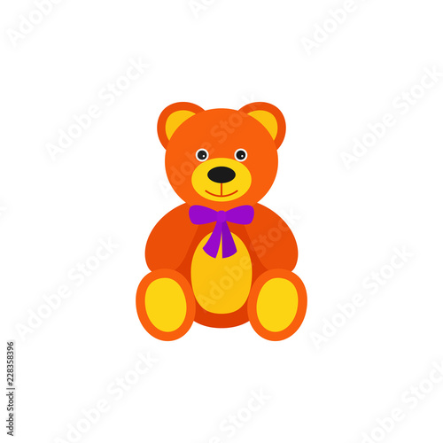 Teddy bear baby toy in flat design. Vector cartoon illustration.