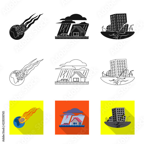 Vector design of natural and disaster icon. Set of natural and risk stock symbol for web.