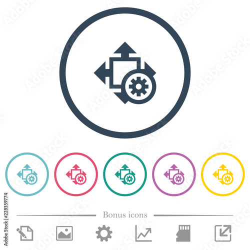 Size settings flat color icons in round outlines