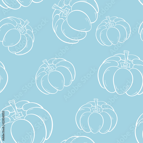 Fototapeta Naklejka Na Ścianę i Meble -  Halloween pumpkin pattern. Navy blue seamless background