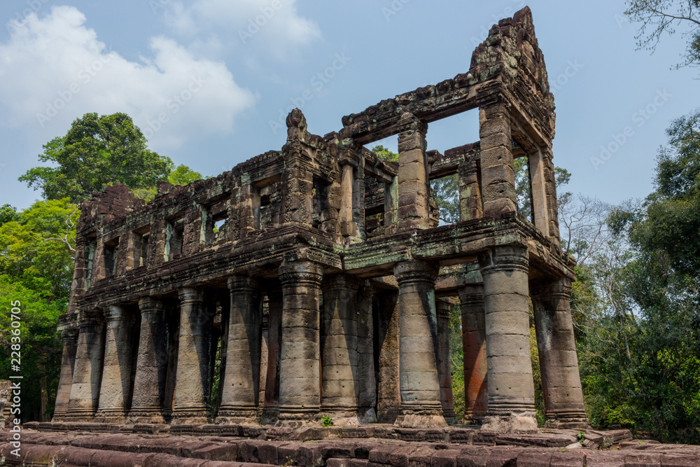 Ancient ruins of Prasat Preah Khan temple in Angkor Wat complex in Siem reap, Cambodia