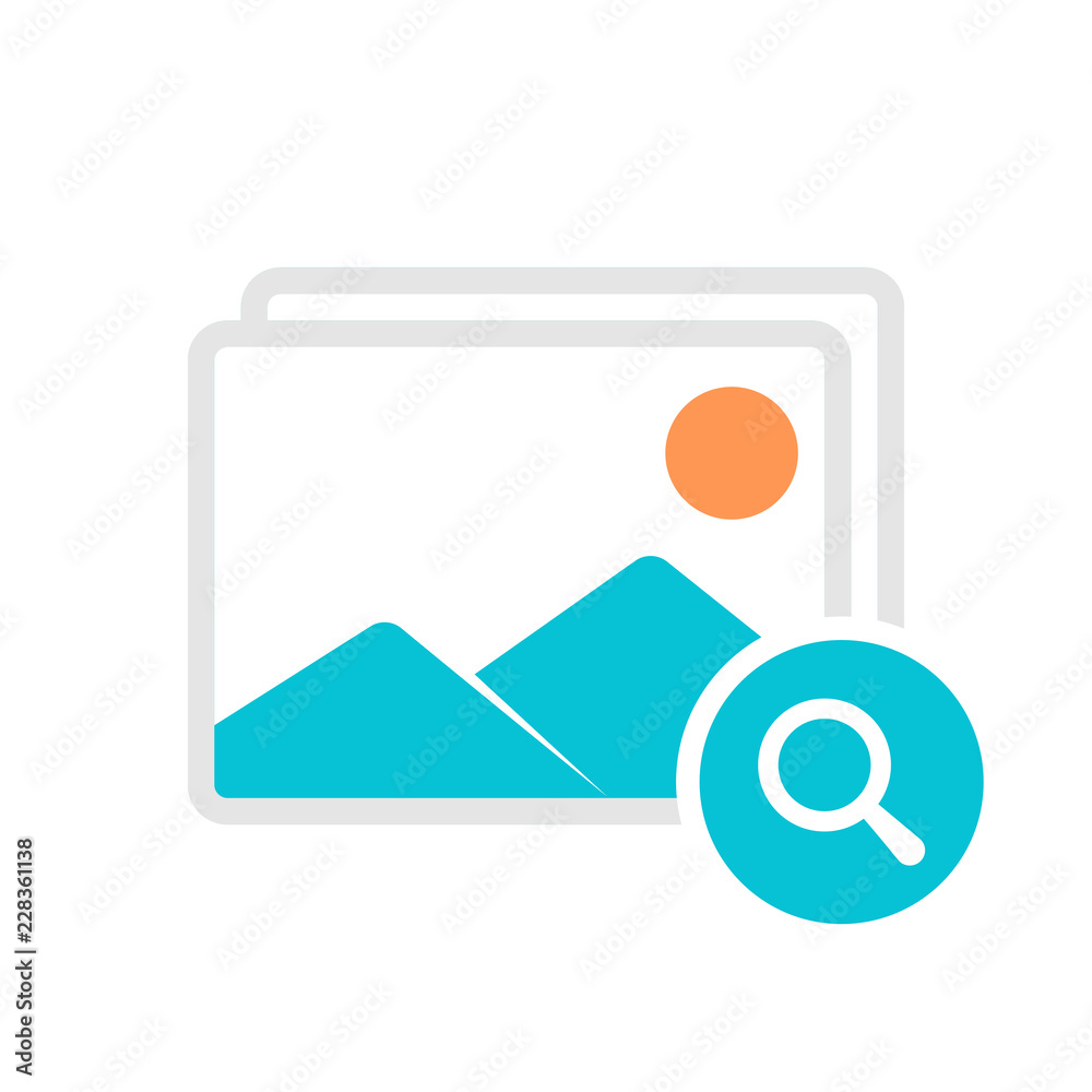 Image Gallery Icon Symbol. Vector Illustration of Image, Photo and Album Meaning Concept with research sign. Picture Icon and explore, find, inspect symbol Image Gallery Icon Symbol. Vector Illustration of Image, Photo and Album Meaning Concept with research sign. Picture Icon and explore, find, inspect symbol