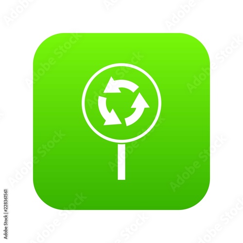 Circular motion road sign icon digital green for any design isolated on white vector illustration