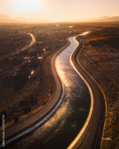 California Aquaduct at sunset photo