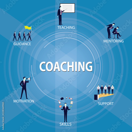 Business Coaching Leadership Mentoring Concept. Vector Illustration