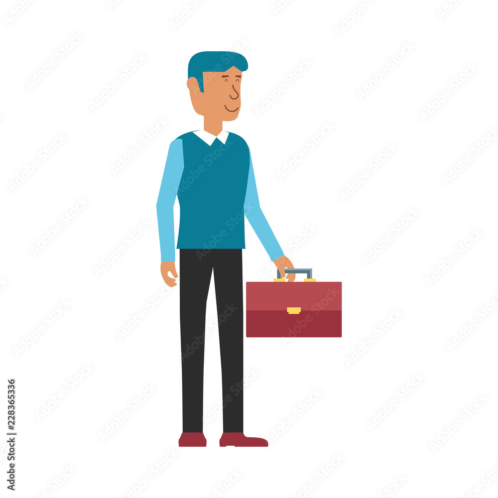 businessman elegant with portfolio avatar character businessman elegant with portfolio avatar character