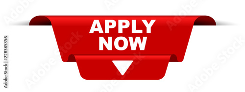 red vector banner apply now