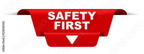 red vector banner safety first