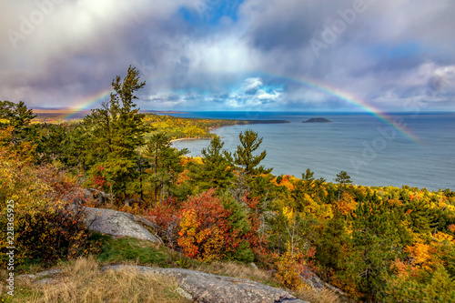 Rainbow at Sugarloaf Mountain in Autumn, Marquette Michigan