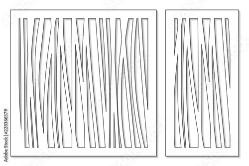 Set template for cutting. Abstract line, geometric pattern. Laser cut. Set ratio 1:2, 1:1. Vector illustration.