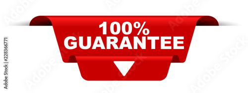 red vector banner 100% guarantee