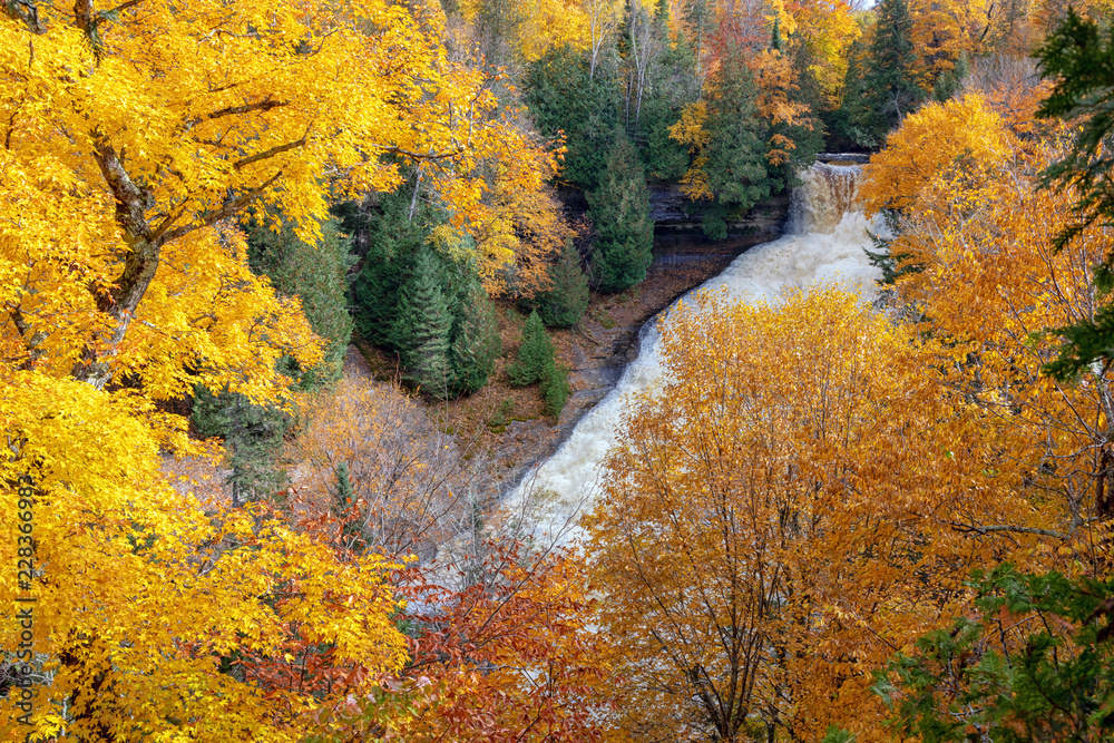 Autumn at Laughing Whitefish Falls in Northern Michigan, USA
