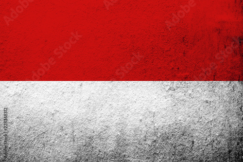 The Republic of Indonesia National flag . Grunge background