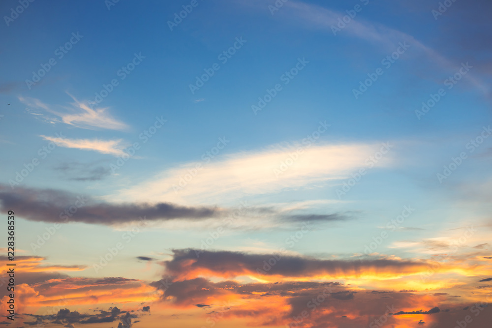 Natural background of twilight blue sky in the evening after sunset.