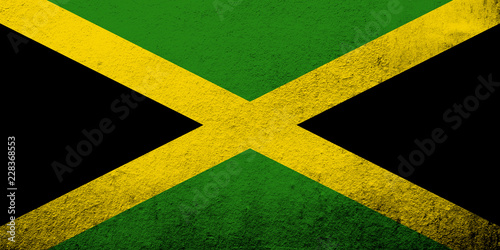 National flag of Jamaica. Grunge background