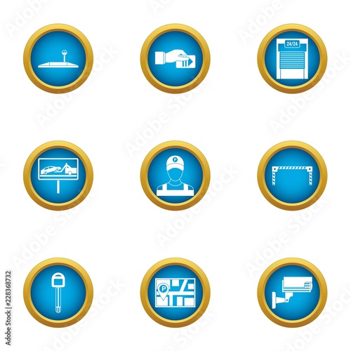 Car map icons set. Flat set of 9 car map vector icons for web isolated on white background