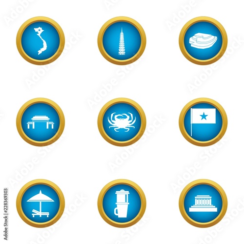 Holiday viet icons set. Flat set of 9 holiday viet vector icons for web isolated on white background