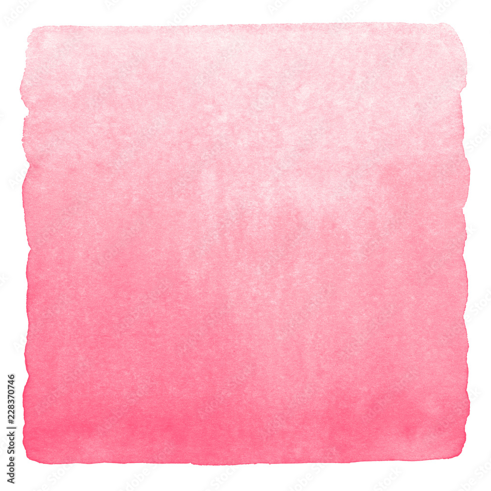  Pink, rose watercolor background with stains. Light red horizontal square gradient fill. Valentines, Women day watercolour texture. Hand drawn fill with rough, uneven edges. Soft, pastel color.