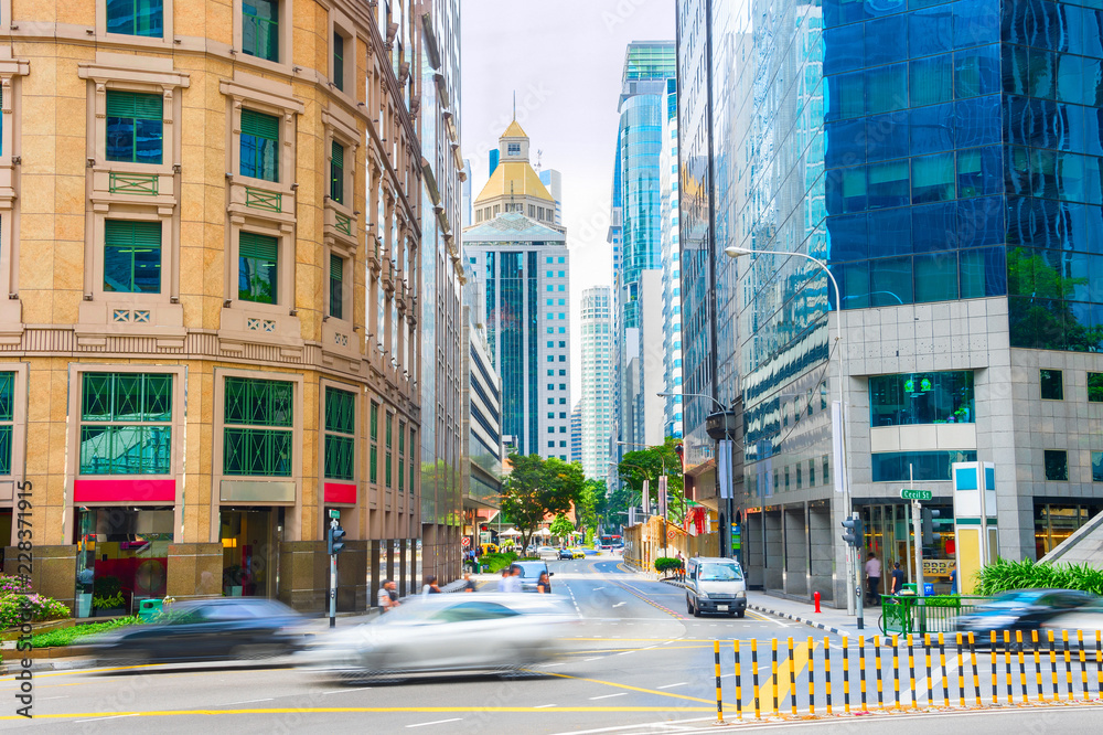 Fototapeta premium Ulica biznesowego centrum Singapuru