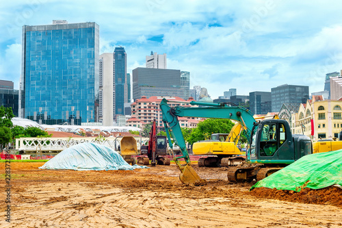 Excavators at construction ...