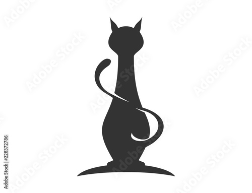 Canvas Print black cat on white background