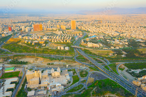 Skyline of Tehran. highway overpass