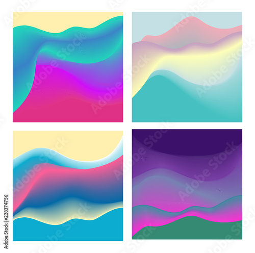 set of colorful geometric background. Fluid shapes composition. Eps10 vector.