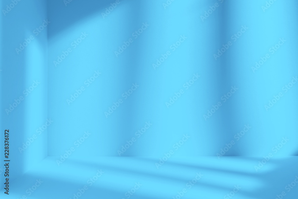 Blue room with artistic shadow