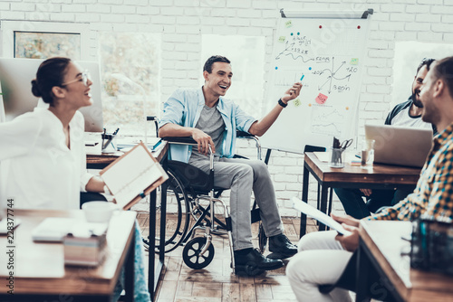 Young Workers Have Discussion in Modern Office.