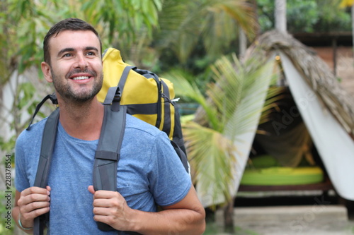 Fotografie Man enjoying ecotourism in South America