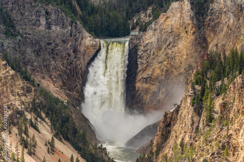 Yellowstone mountain waterfall river landscape