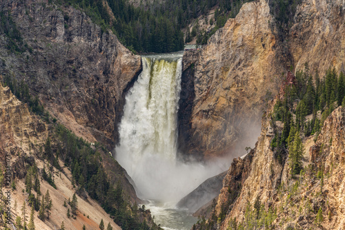 Yellowstone mountain waterfall river landscape