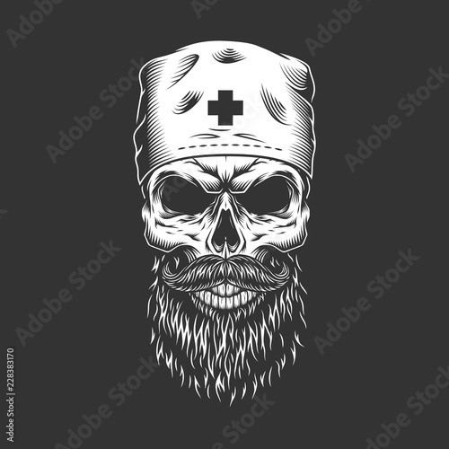 Doctor skull with beard and mustache